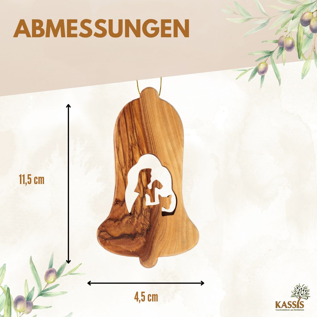 Kerststal-hangers van olijfhout – set van 3