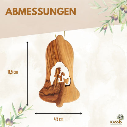 Kerststal-hangers van olijfhout – set van 3