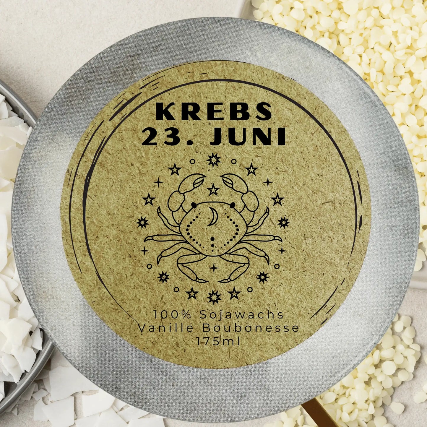 Personalisierte Krebs-Duftkerze zum Geburtstag