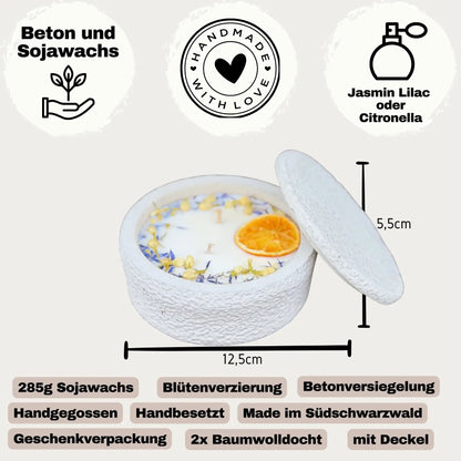 XL Betonkerze mit Jasmin Lilac Duft