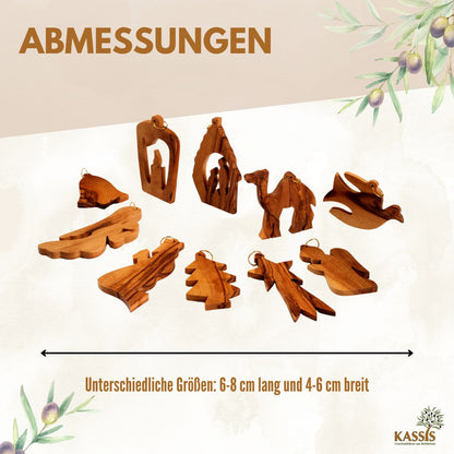 Kersthangers van olijfhout – set van 10