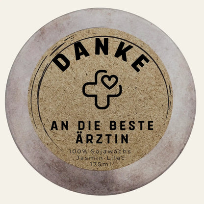 Duftkerze für die beste Ärztin als persönliche Geschenkidee nach medizinischer Unterstützung