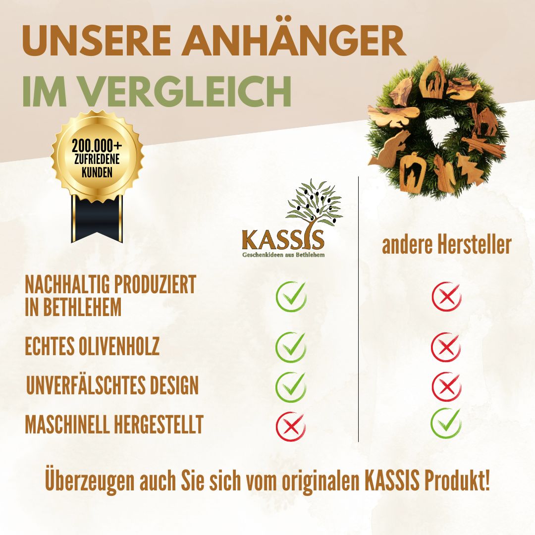 Kersthangers van olijfhout – set van 10