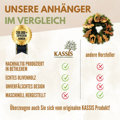 Kersthangers van olijfhout – set van 10
