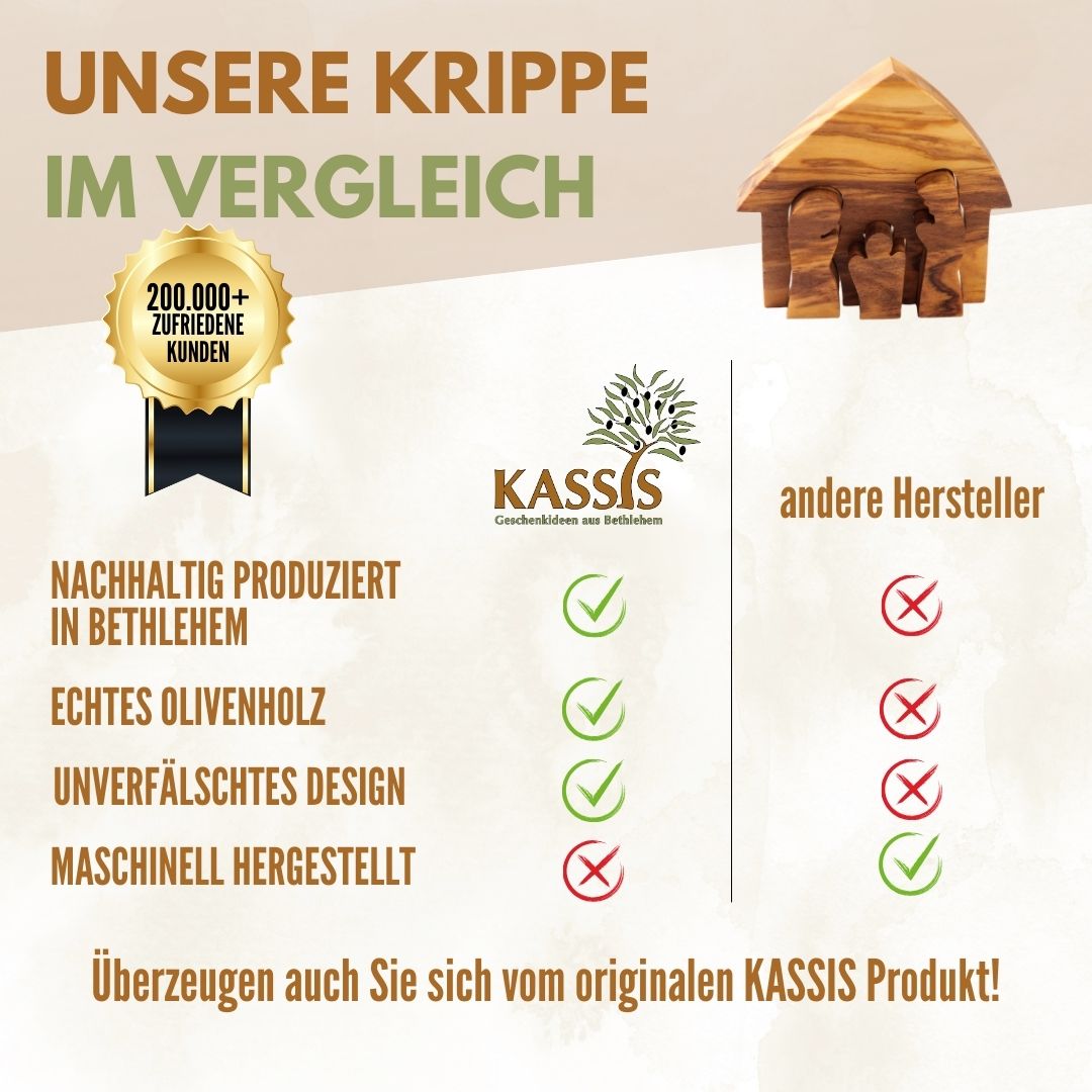 Mini-kerststal van olijfhout – puzzel 6,5 cm
