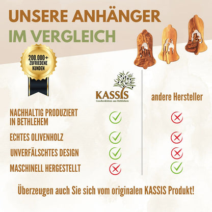Kerststal-hangers van olijfhout – set van 3