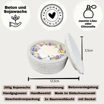 Dekorierte Outdoor-Duftkerze „Die Blüte“