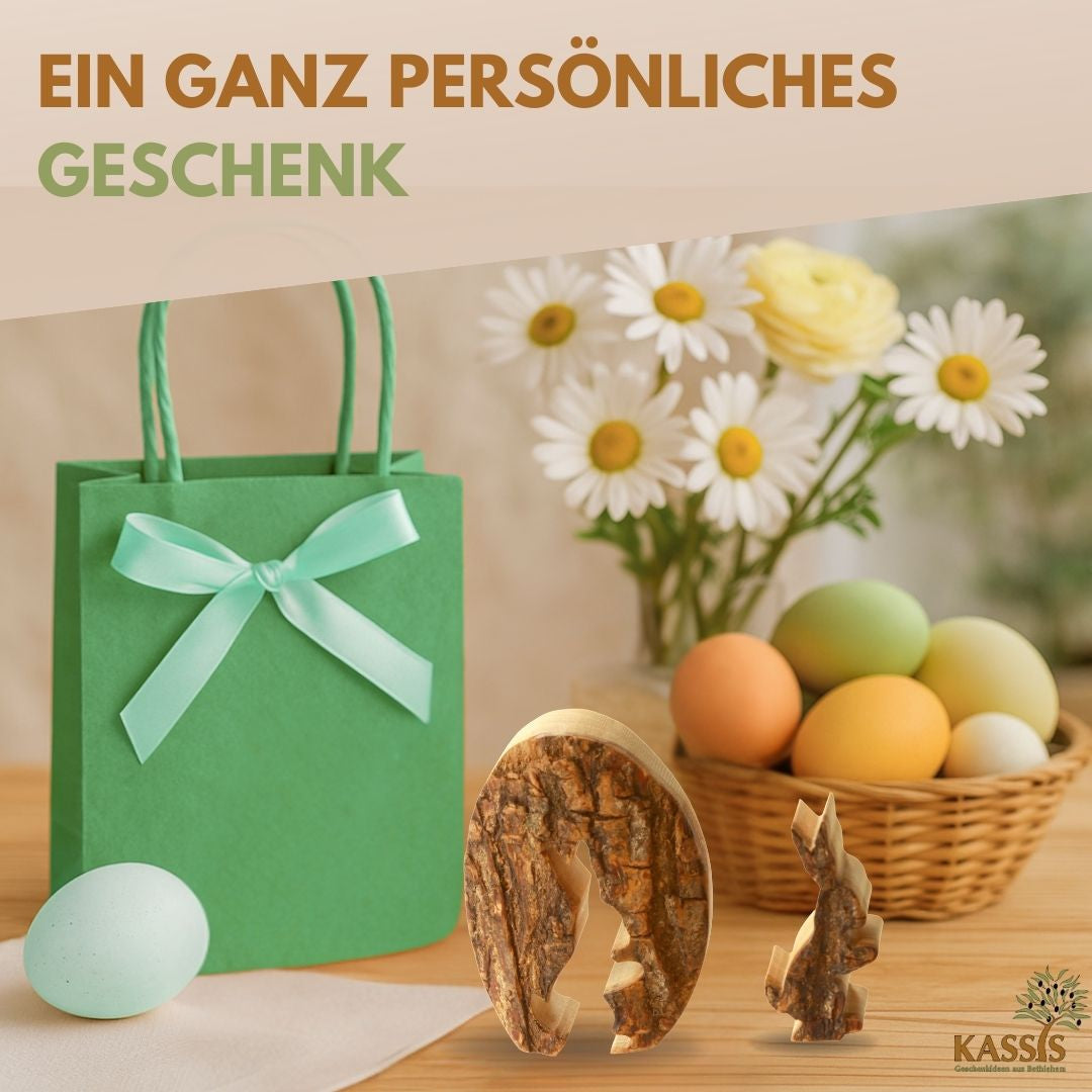 Paashaas in ei van olijfhout & schors