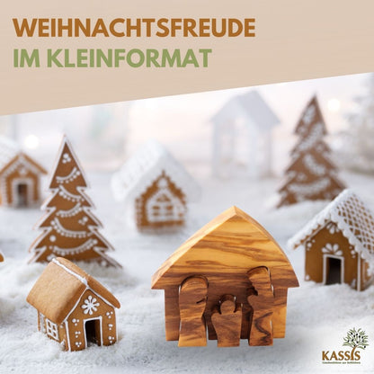 Mini-kerststal van olijfhout – puzzel 6,5 cm