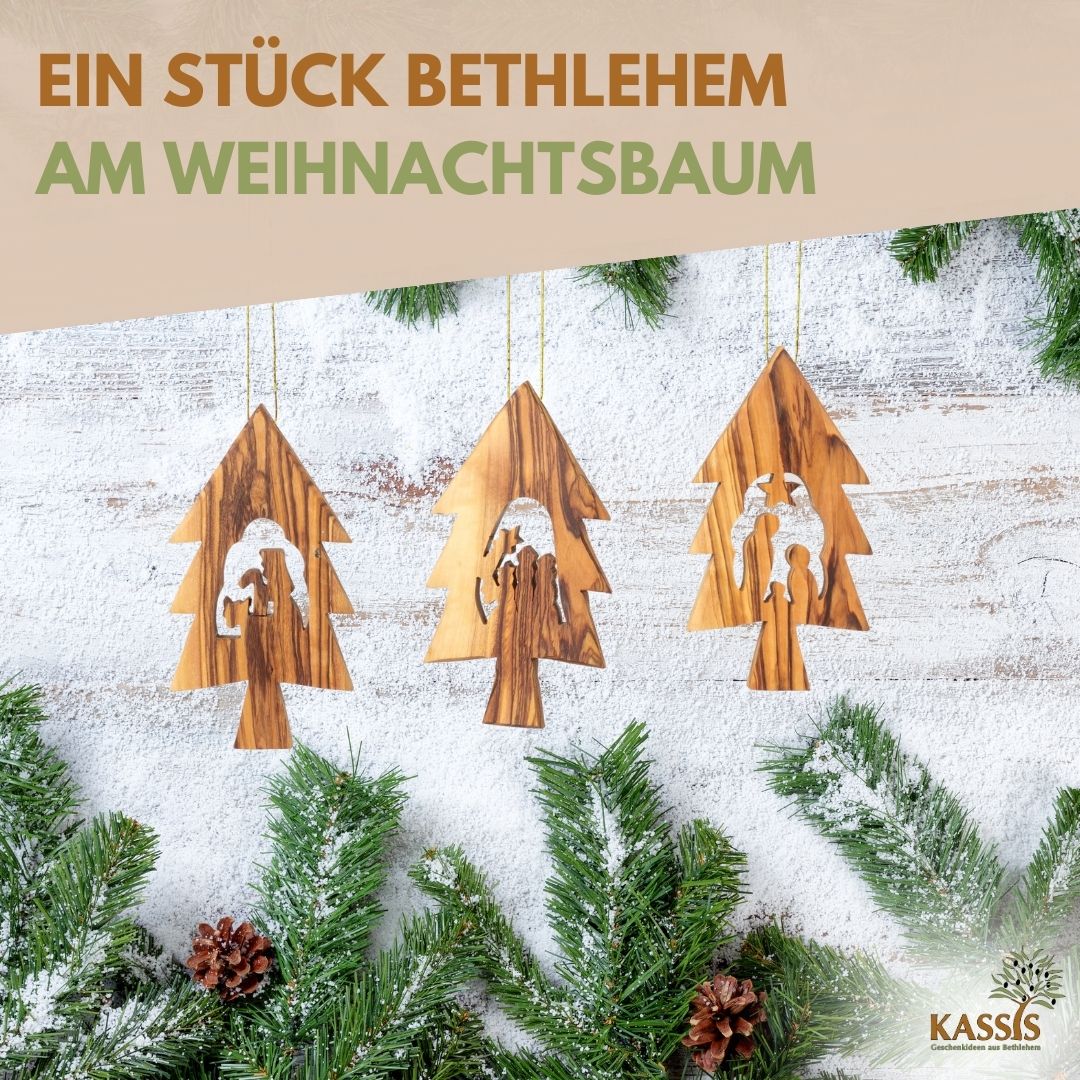 Kerststal-hangers in kerstboomvorm – set van 3