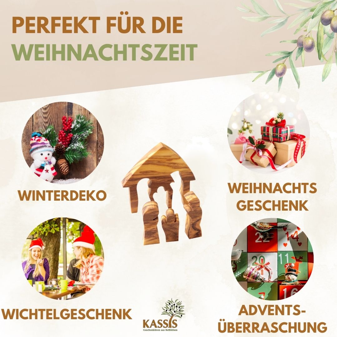 Mini-kerststal van olijfhout – puzzel 6,5 cm