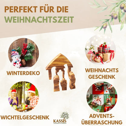 Mini-kerststal van olijfhout – puzzel 6,5 cm