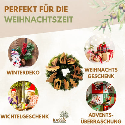 Kersthangers van olijfhout – set van 10
