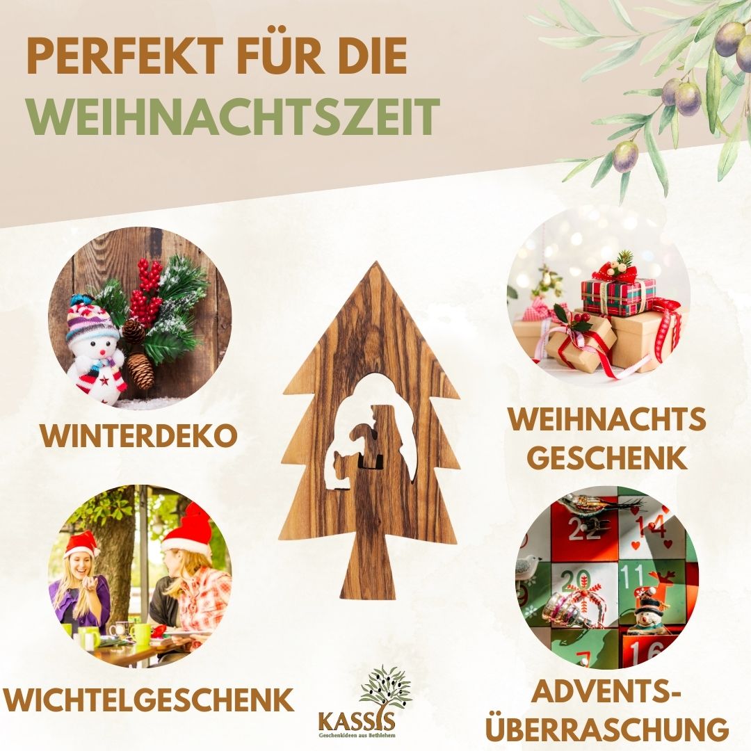 Kerststal-hangers in kerstboomvorm – set van 3