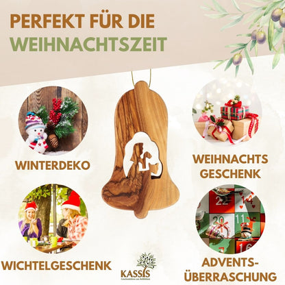 Kerststal-hangers van olijfhout – set van 3