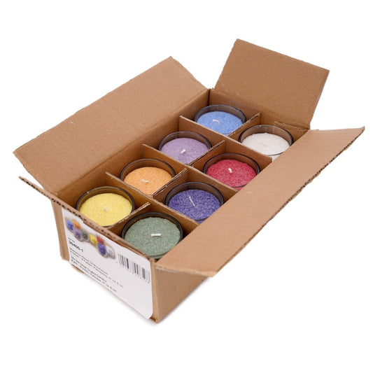 Chakra Ritualkerzen Set – 8 Kerzen im Glas