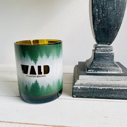 Flaschenkerze Weingut Dautel Lemberger WALD 2018 als Upcycling Kerze aus originaler Weinflasche