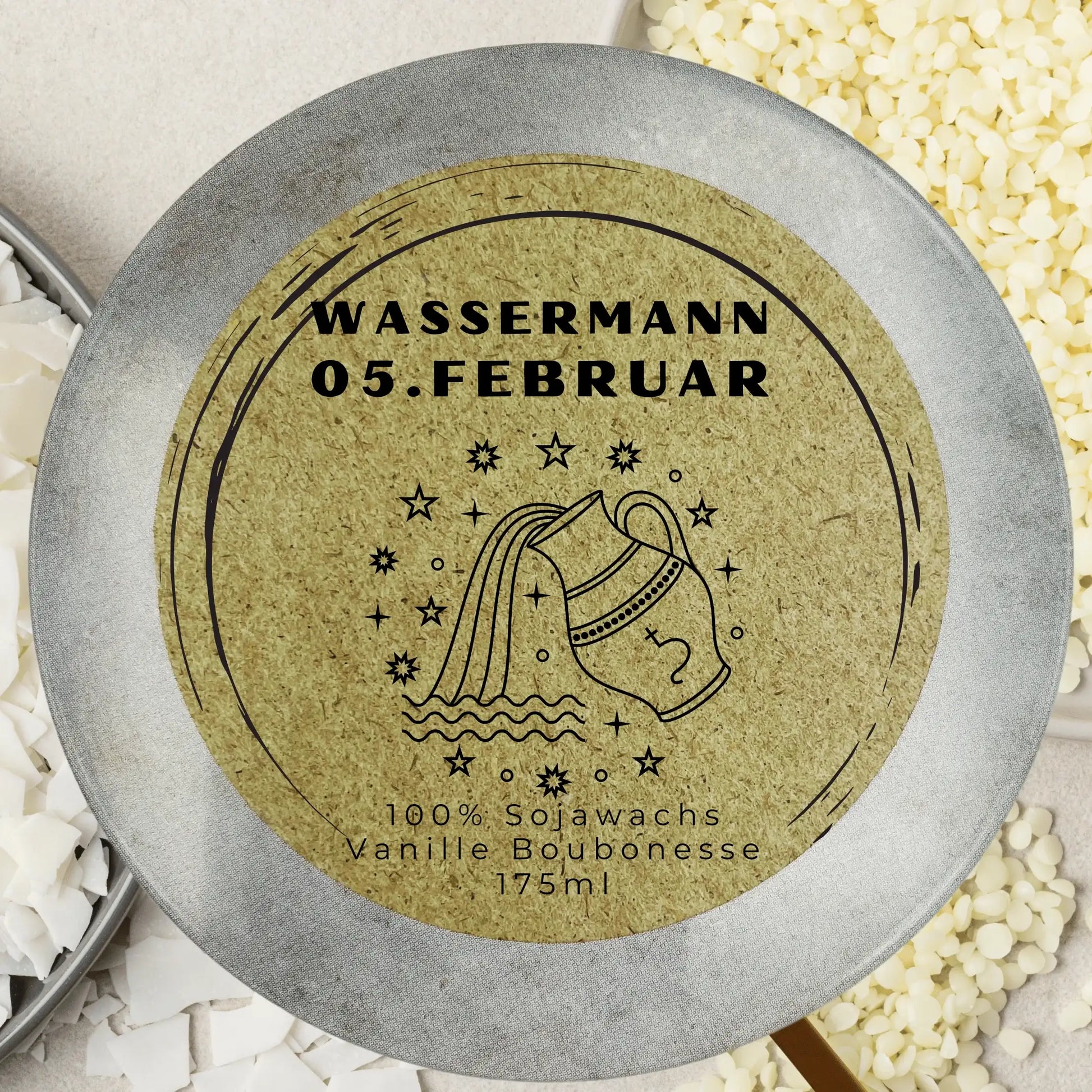 Personalisierte Wassermann-Duftkerze zum Geburtstag