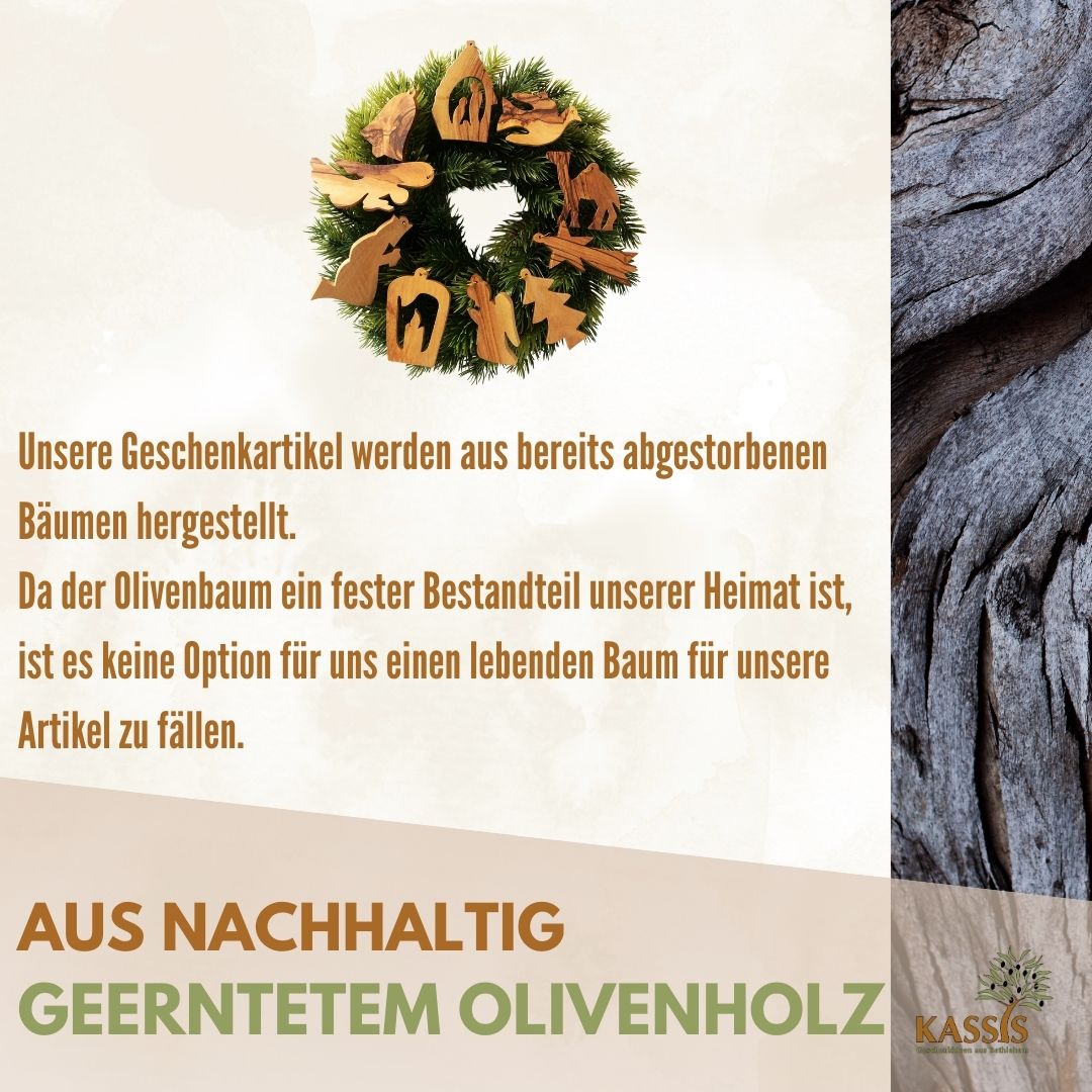 Kersthangers van olijfhout – set van 10