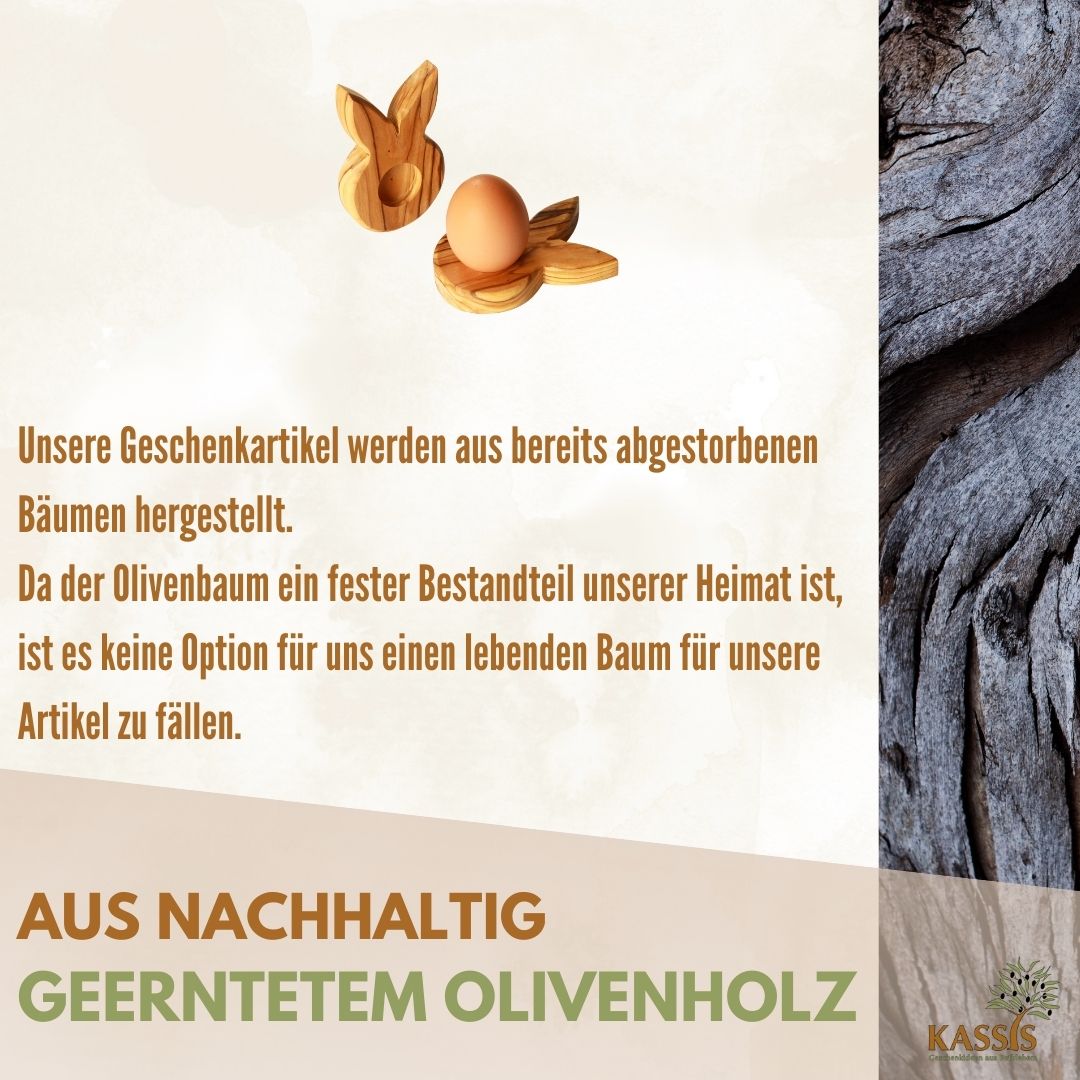 Eierdop paashaas van olijfhout