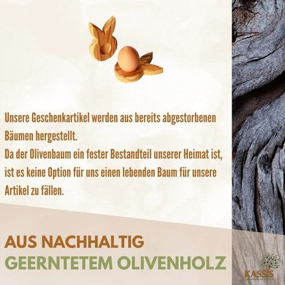Eierdop paashaas van olijfhout