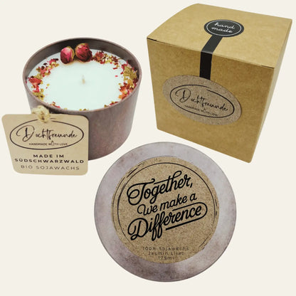 Personalisierte Duftkerze Together We Make A Difference als Geschenk für Team Gemeinschaft und Wertschätzung