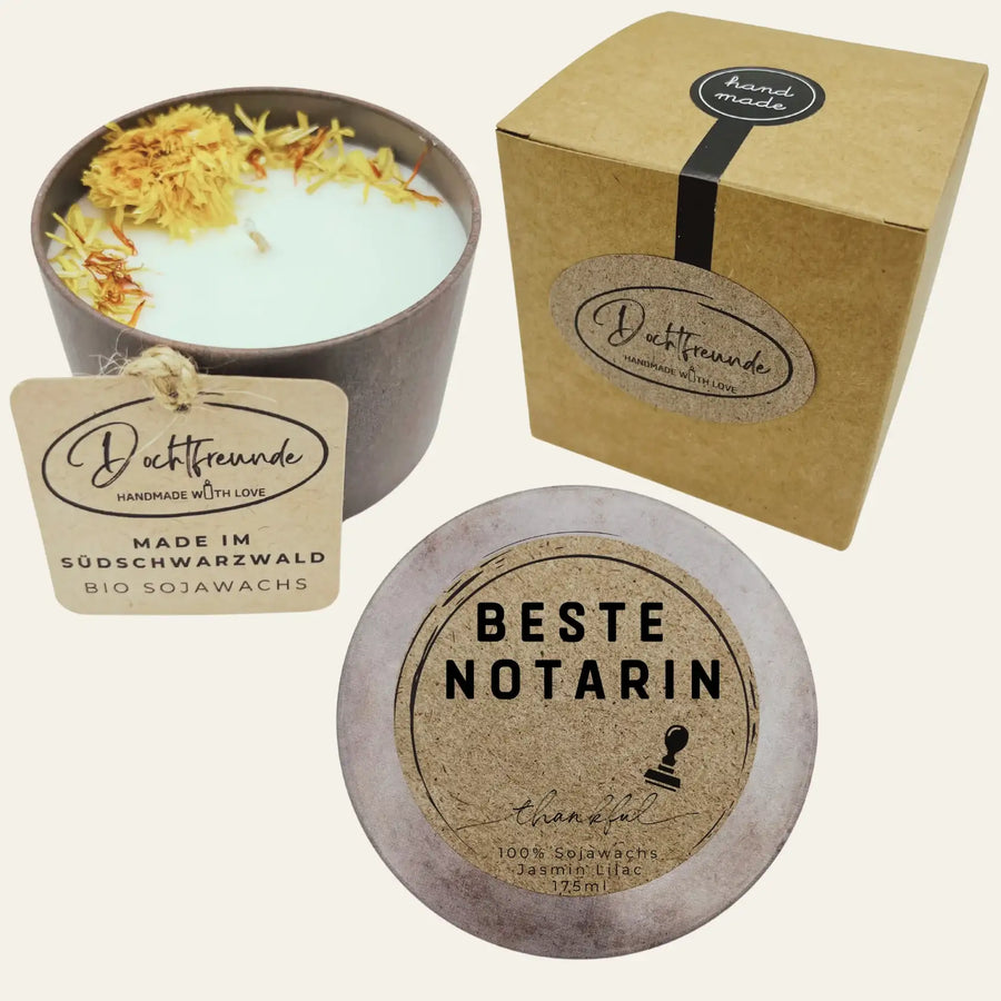 Personalisierte Duftkerze Beste Notarin als Dankeschön