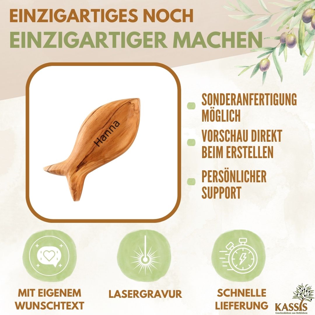 Christlicher Fisch aus Olivenholz – Handschmeichler – weitere Produktansicht 6 von 10