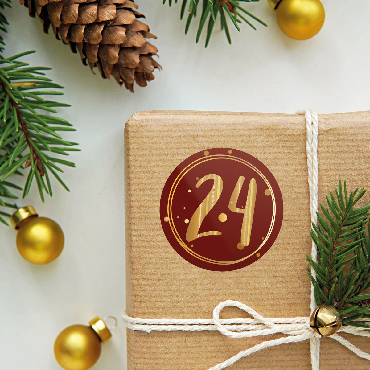 Adventskalender-cijferstickers 1–24 – 4 kleuren