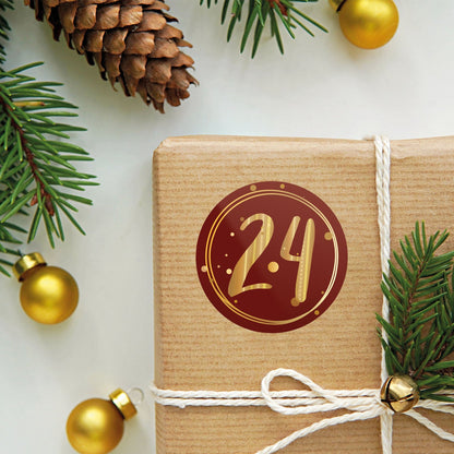 Adventskalender-cijferstickers 1–24 – 4 kleuren