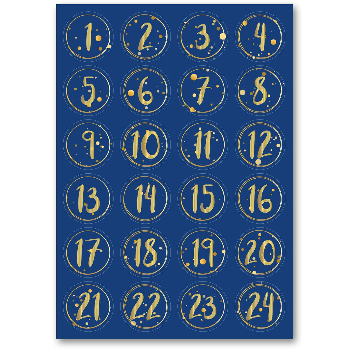Adventskalender-cijferstickers 1–24 – 4 kleuren