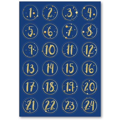 Adventskalender-cijferstickers 1–24 – 4 kleuren
