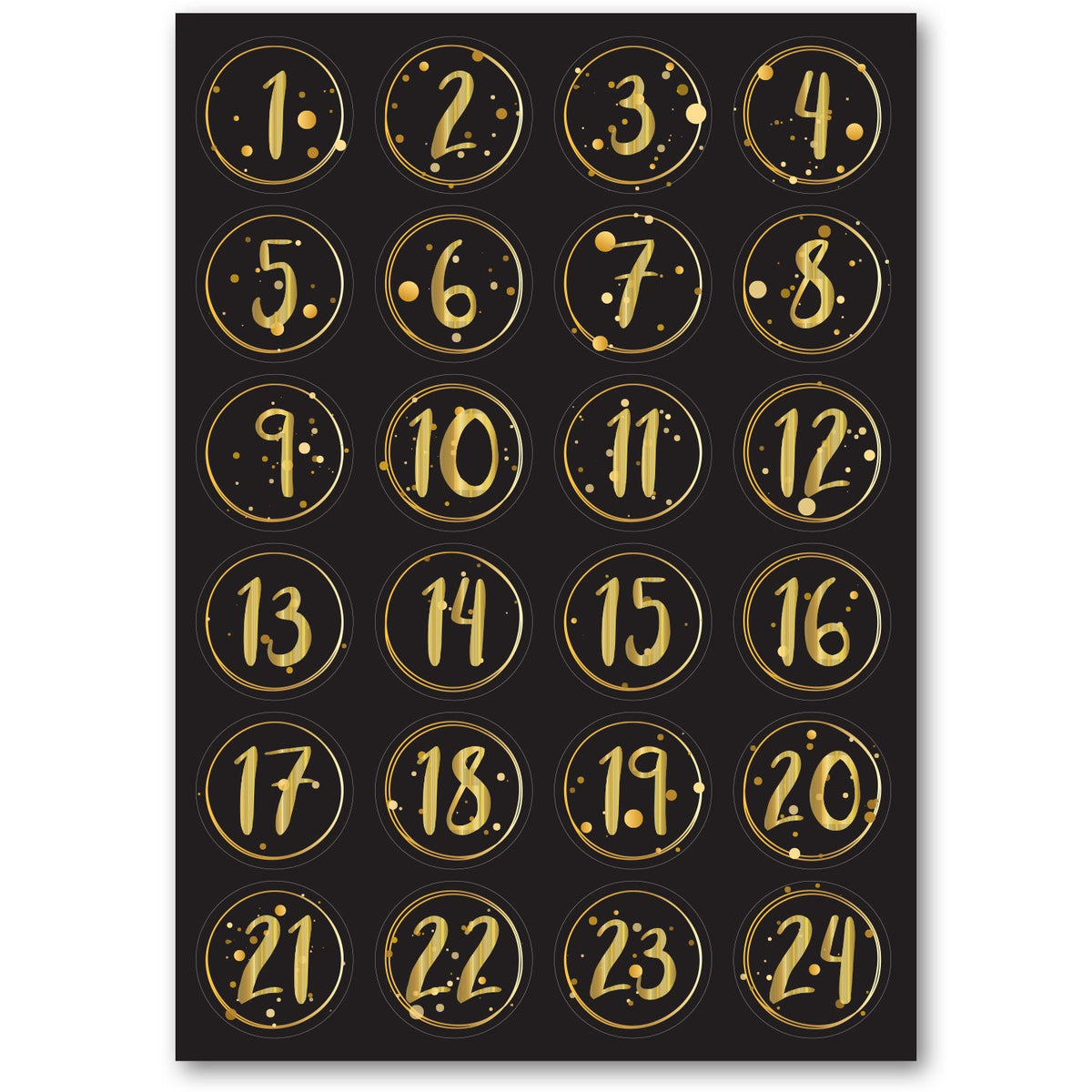 Adventskalender-cijferstickers 1–24 – 4 kleuren