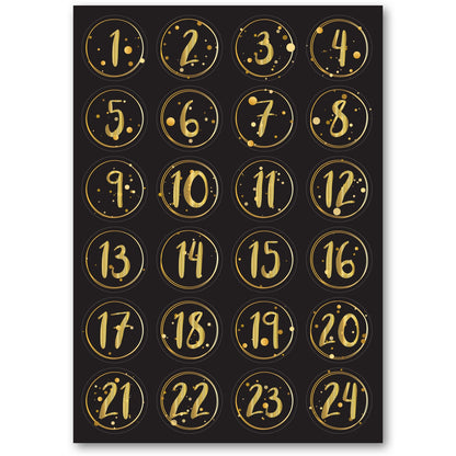 Adventskalender-cijferstickers 1–24 – 4 kleuren