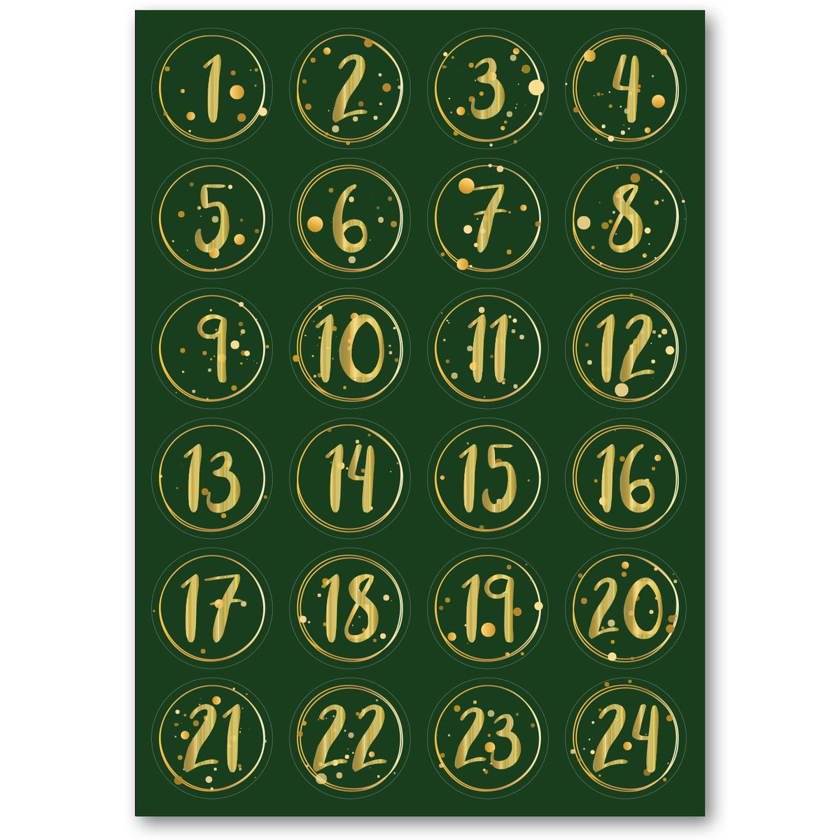 Adventskalender-cijferstickers 1–24 – 4 kleuren