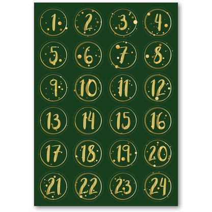 Adventskalender-cijferstickers 1–24 – 4 kleuren