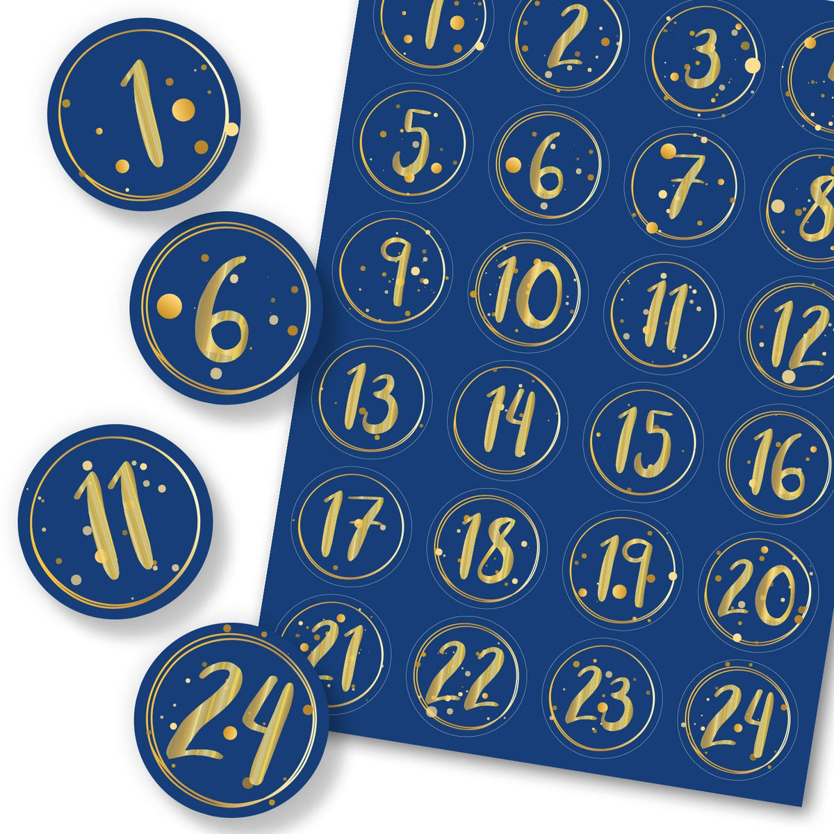 Adventskalender-cijferstickers 1–24 – 4 kleuren