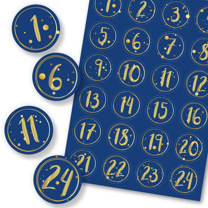 Adventskalender-cijferstickers 1–24 – 4 kleuren