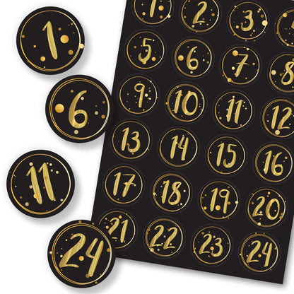 Adventskalender-cijferstickers 1–24 – 4 kleuren