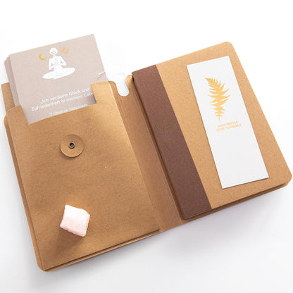 Affirmationskarten Set mit Bullet Journal und Rosenquarz