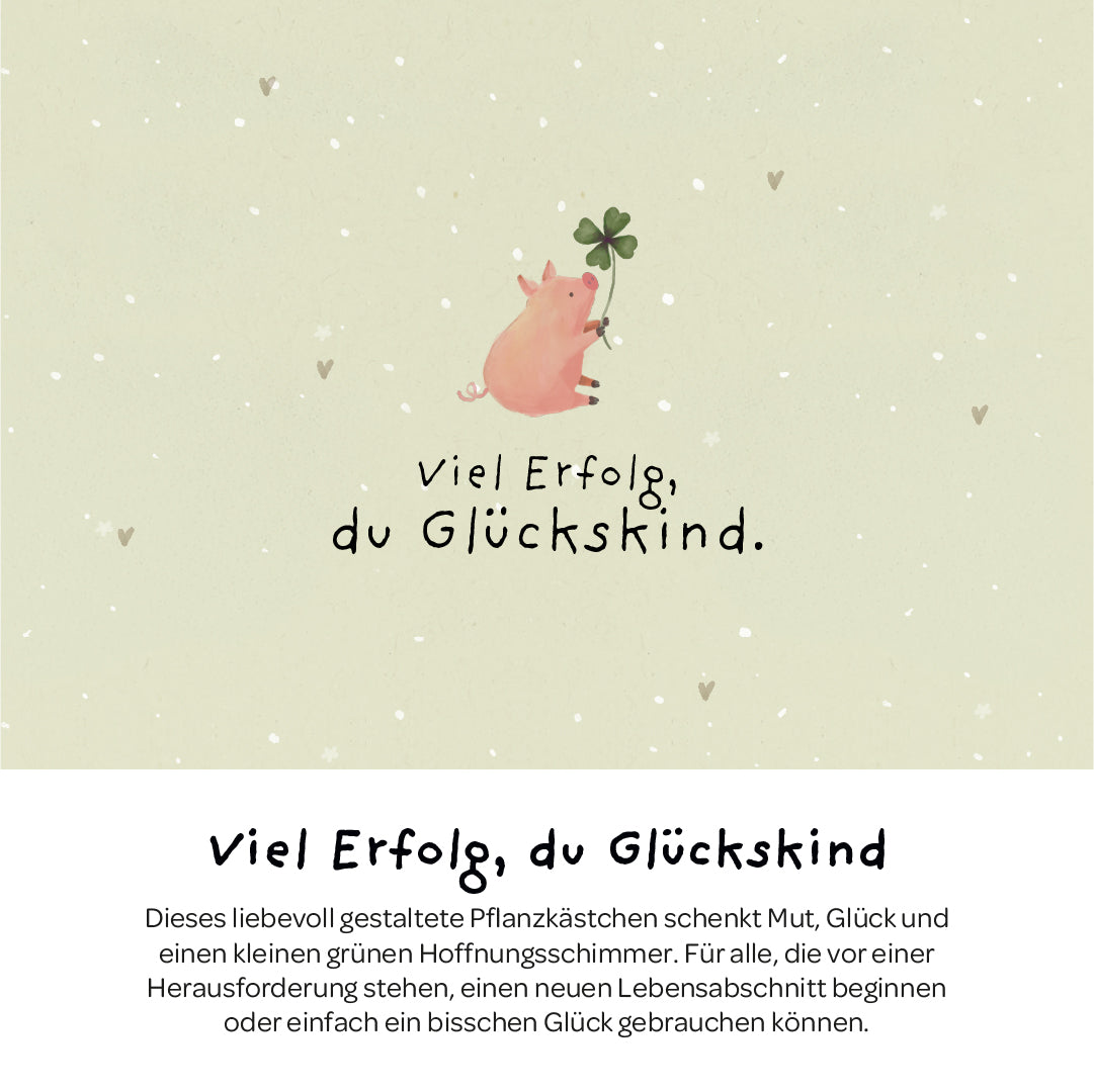 Pflanzkästchen „Viel Erfolg, Glückskind“ – Motivansicht