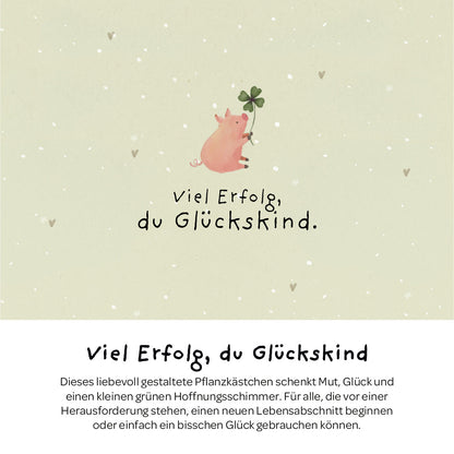 Pflanzkästchen „Viel Erfolg, Glückskind“ – Motivansicht