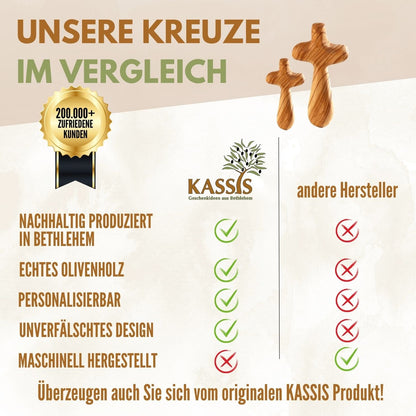 Olivenholz-Handkreuz mit Gravur – 7 bis 10,5 cm – weitere Produktansicht 4 von 13