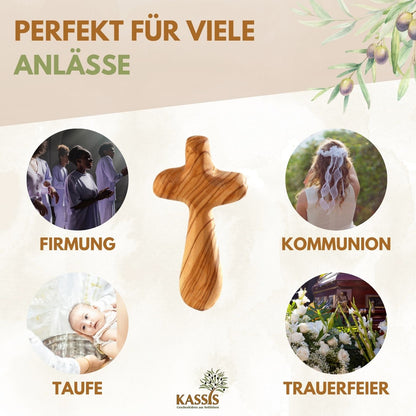 Olivenholz-Handkreuz ohne Gravur – 7 bis 10,5 cm – weitere Produktansicht 7 von 13