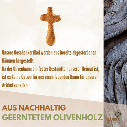 Olivenholz-Handkreuz mit Gravur – 7 bis 10,5 cm – weitere Produktansicht 8 von 13