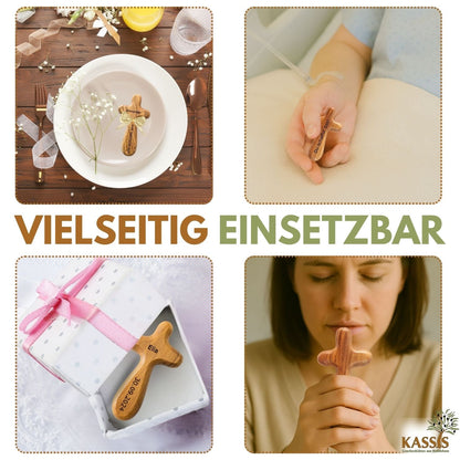 Olivenholz-Handkreuz mit Gravur – 7 bis 10,5 cm – weitere Produktansicht 10 von 13