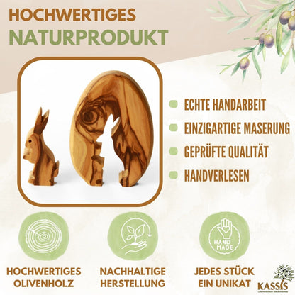 Paashaas in ei van olijfhout
