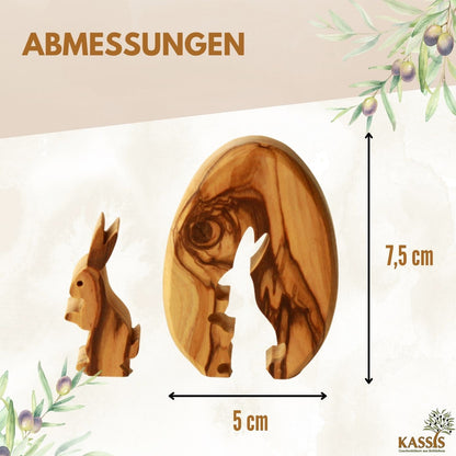 Paashaas in ei van olijfhout