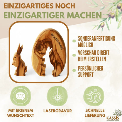 Paashaas in ei van olijfhout