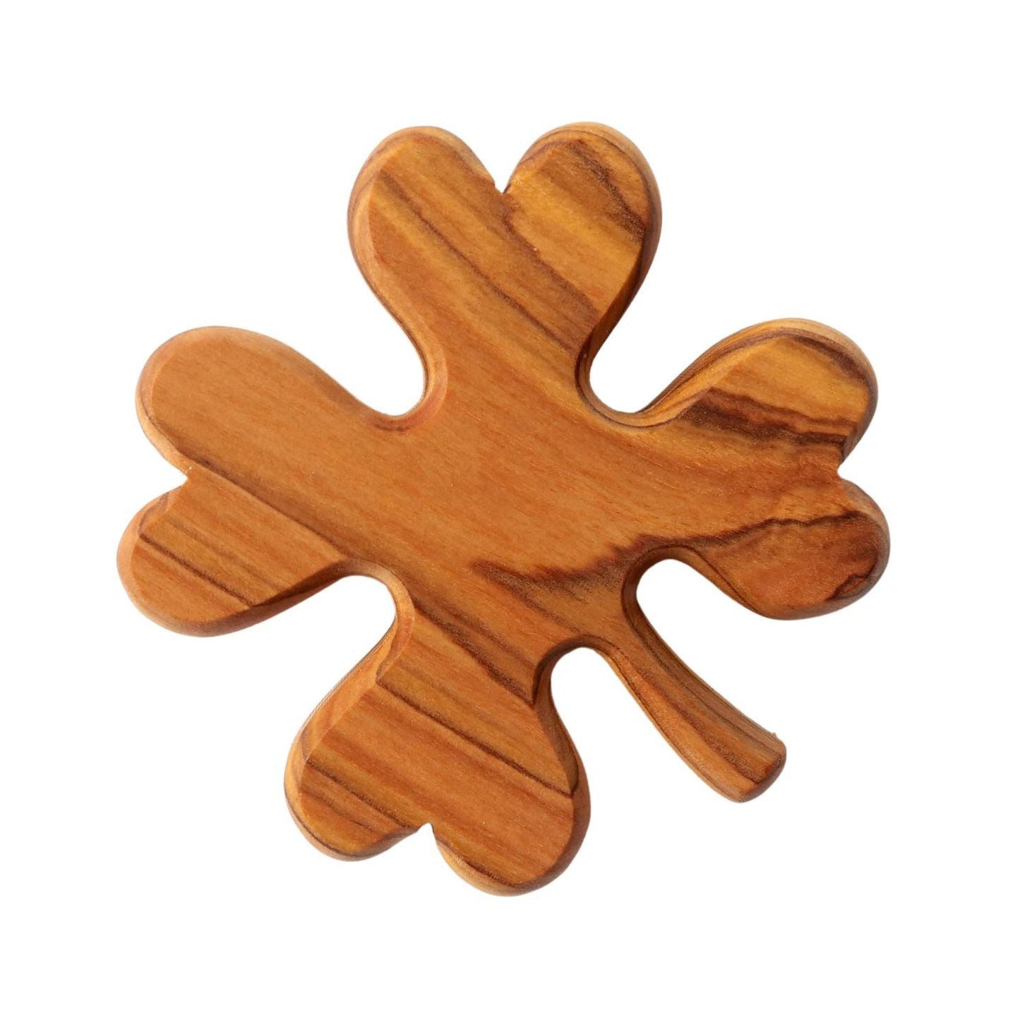 Kleeblatt Handschmeichler aus Olivenholz als Glücksbringer